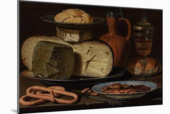 Still Life with Cheeses, Almonds and Pretzels, C.1615 (Oil on Panel)-Clara Peeters-Mounted Giclee Print