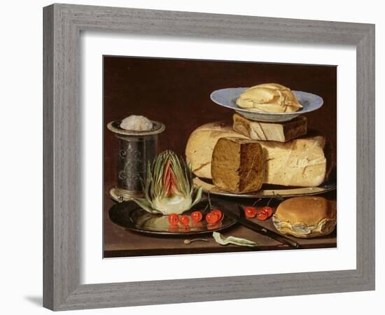 Still Life With Cheeses, Artichoke, And Cherries-Clara Peeters-Framed Giclee Print