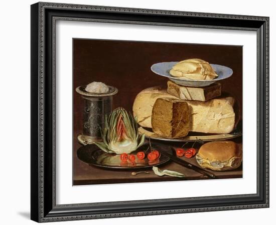 Still Life With Cheeses, Artichoke, And Cherries-Clara Peeters-Framed Giclee Print