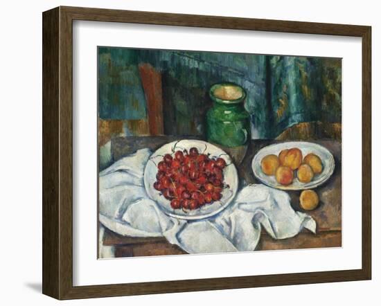 Still Life with Cherries and Peaches, 1885-1887-Paul Cézanne-Framed Giclee Print