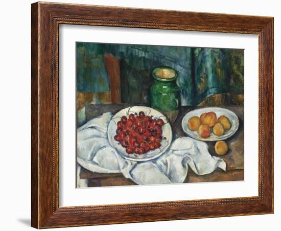 Still Life with Cherries and Peaches, 1885-1887-Paul Cézanne-Framed Giclee Print