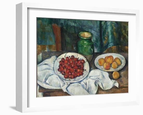 Still Life with Cherries and Peaches, 1885-1887-Paul Cézanne-Framed Giclee Print