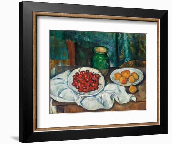 Still Life With Cherries And Peaches-Paul Cézanne-Framed Giclee Print