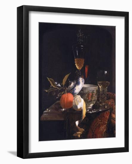Still Life with Chinese Sugar Jar, Glass Goblet and Fruit-Willem Kalf-Framed Giclee Print