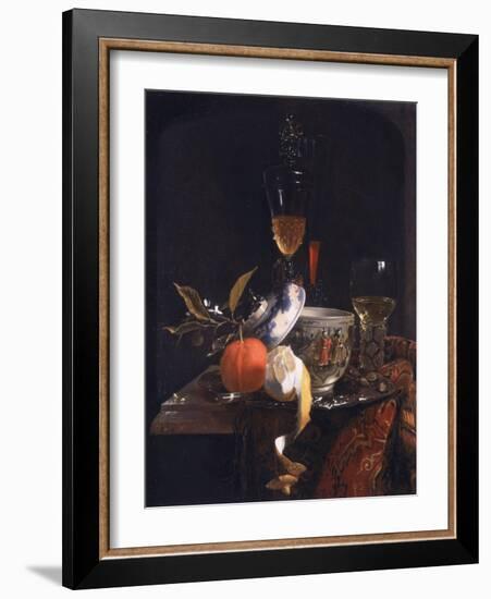 Still Life with Chinese Sugar Jar, Glass Goblet and Fruit-Willem Kalf-Framed Giclee Print