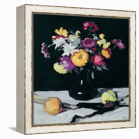 Still Life with Chrysanthemums Against Black, c.1912-Samuel John Peploe-Framed Premier Image Canvas