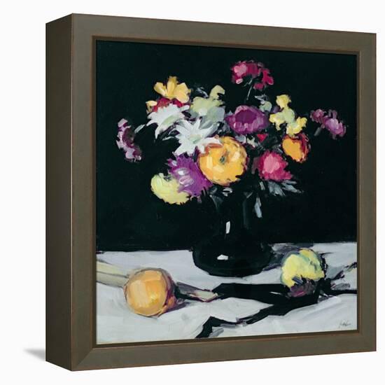 Still Life with Chrysanthemums Against Black, c.1912-Samuel John Peploe-Framed Premier Image Canvas