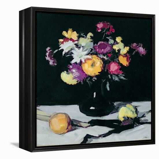 Still Life with Chrysanthemums Against Black, c.1912-Samuel John Peploe-Framed Premier Image Canvas