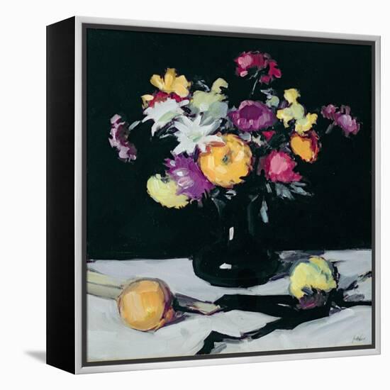 Still Life with Chrysanthemums Against Black, c.1912-Samuel John Peploe-Framed Premier Image Canvas