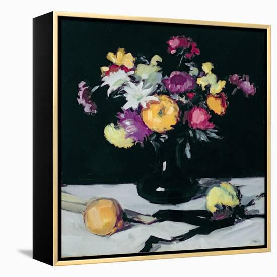 Still Life with Chrysanthemums Against Black, c.1912-Samuel John Peploe-Framed Premier Image Canvas