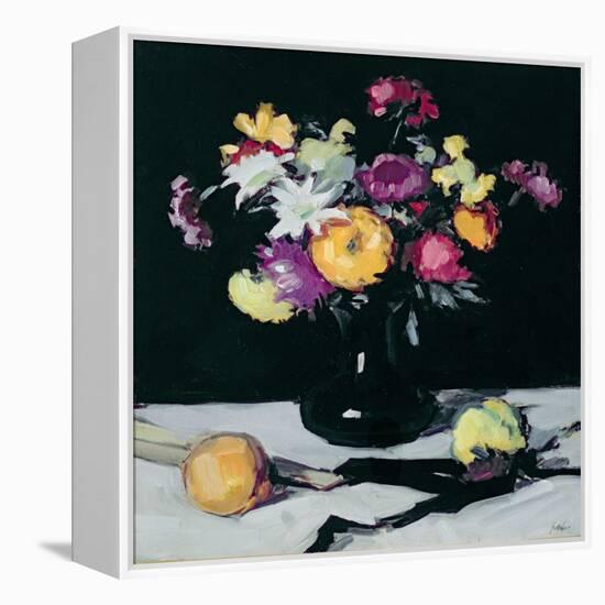 Still Life with Chrysanthemums Against Black, c.1912-Samuel John Peploe-Framed Premier Image Canvas