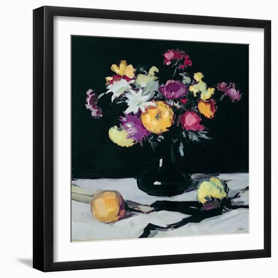 Still Life with Chrysanthemums Against Black, c.1912-Samuel John Peploe-Framed Giclee Print