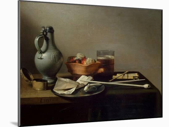 Still Life with Clay Pipes, 1636-Pieter Claesz-Mounted Giclee Print