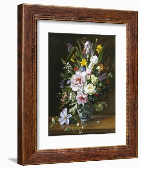 Still Life with Clematis, Honeysuckle and Peonies-Augusta Dohlmann-Framed Giclee Print