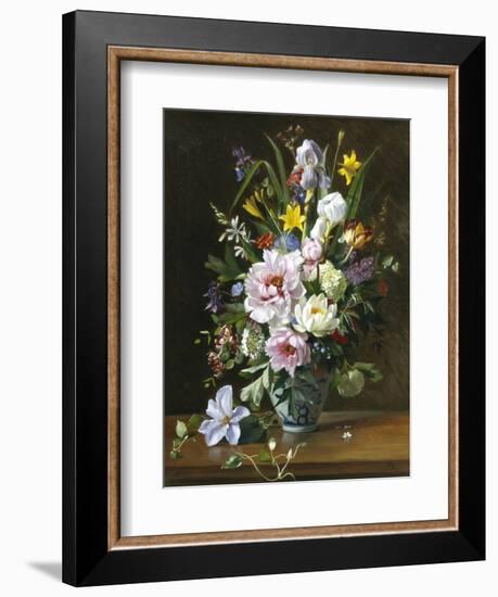 Still Life with Clematis, Honeysuckle and Peonies-Augusta Dohlmann-Framed Giclee Print