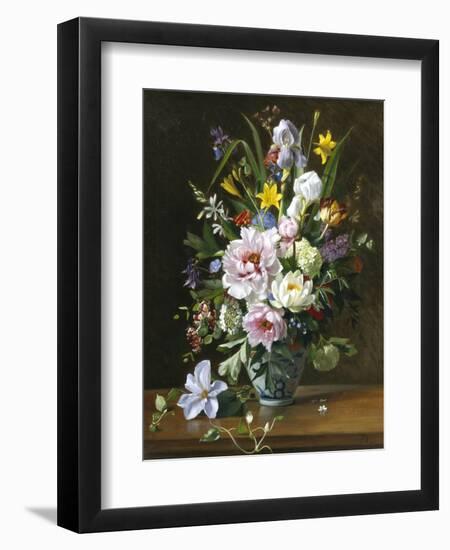 Still Life with Clematis, Honeysuckle and Peonies-Augusta Dohlmann-Framed Giclee Print