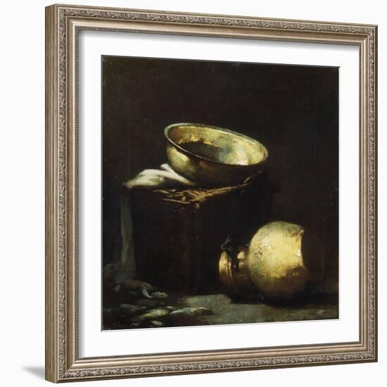 Still Life with Copper Pots and Black Fish-Soren Emil Carlsen-Framed Giclee Print