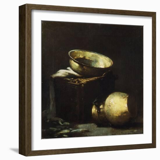 Still Life with Copper Pots and Black Fish-Soren Emil Carlsen-Framed Giclee Print