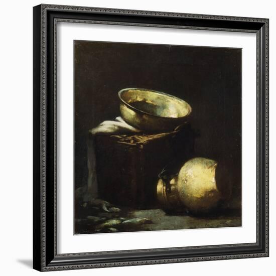 Still Life with Copper Pots and Black Fish-Soren Emil Carlsen-Framed Giclee Print