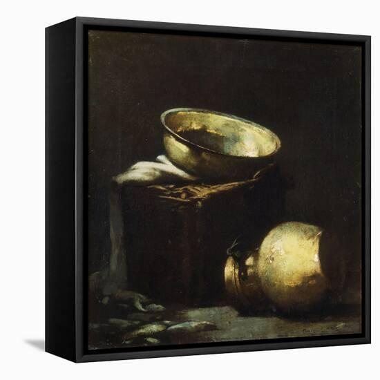 Still Life with Copper Pots and Black Fish-Soren Emil Carlsen-Framed Premier Image Canvas