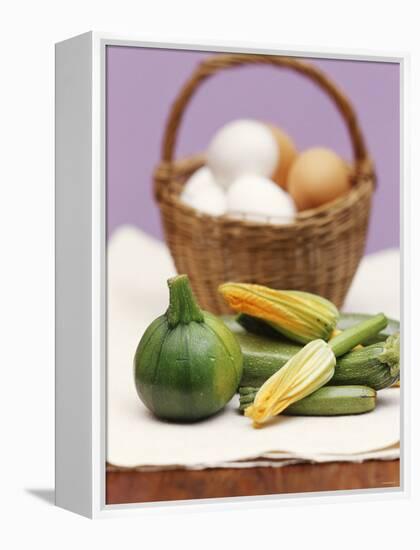 Still Life with Courgettes, Rondini and Egg Basket-null-Framed Premier Image Canvas