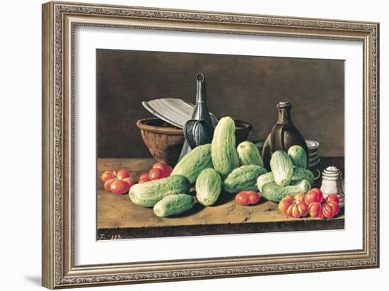 Still Life with Cucumbers and Tomatoes-Luis Egidio Melendez-Framed Giclee Print