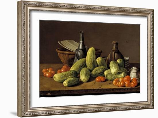 Still Life with Cucumbers, Tomatoes, and Kitchen Utensils, 1774-Luis Egidio Meléndez-Framed Giclee Print