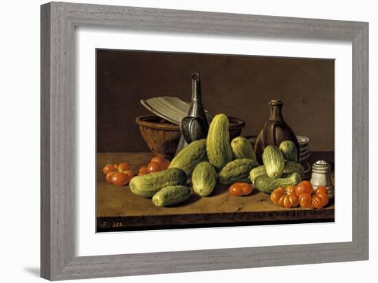 Still Life with Cucumbers, Tomatoes, and Kitchen Utensils, 1774-Luis Egidio Meléndez-Framed Giclee Print