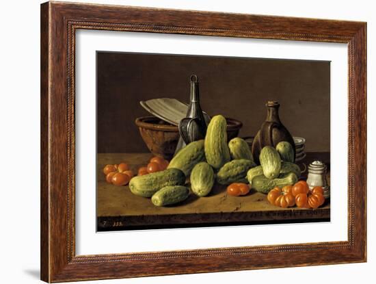 Still Life with Cucumbers, Tomatoes, and Kitchen Utensils, 1774-Luis Egidio Meléndez-Framed Giclee Print