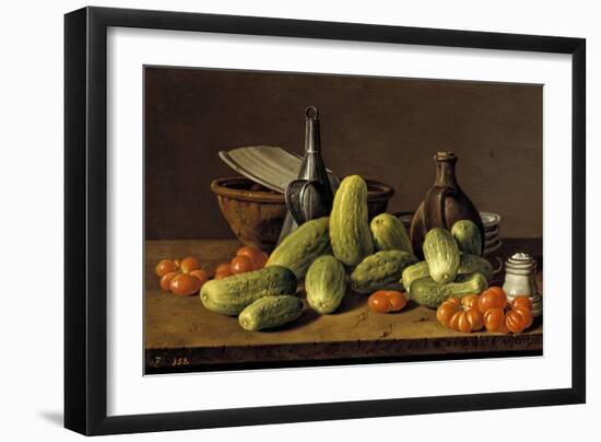 Still Life with Cucumbers, Tomatoes, and Kitchen Utensils, 1774-Luis Egidio Meléndez-Framed Giclee Print
