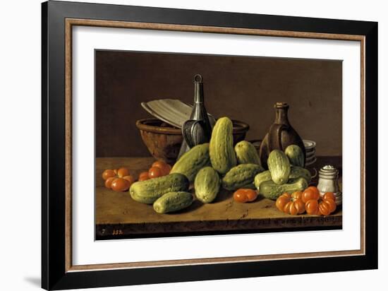 Still Life with Cucumbers, Tomatoes, and Kitchen Utensils, 1774-Luis Egidio Meléndez-Framed Giclee Print