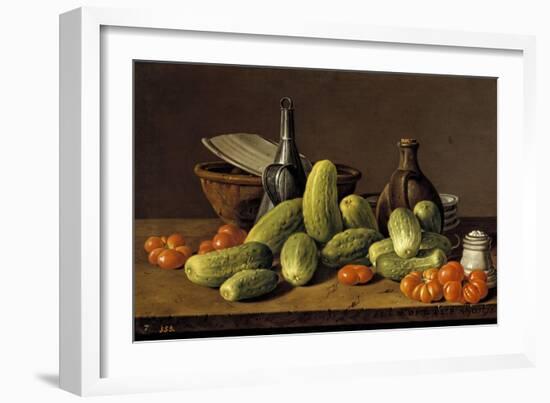 Still Life with Cucumbers, Tomatoes, and Kitchen Utensils, 1774-Luis Egidio Meléndez-Framed Giclee Print