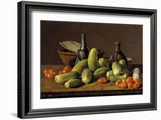 Still Life with Cucumbers, Tomatoes, and Kitchen Utensils, 1774-Luis Egidio Meléndez-Framed Giclee Print