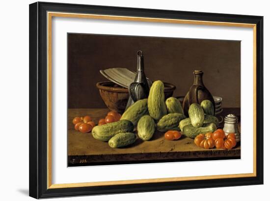 Still Life with Cucumbers, Tomatoes, and Kitchen Utensils, 1774-Luis Egidio Meléndez-Framed Giclee Print