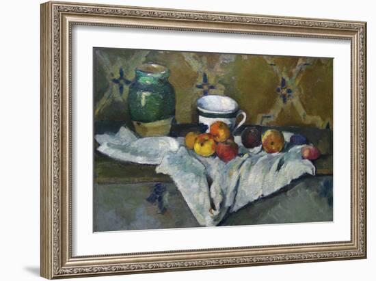 Still Life with Cup, Jar and Apples-Paul Cézanne-Framed Art Print