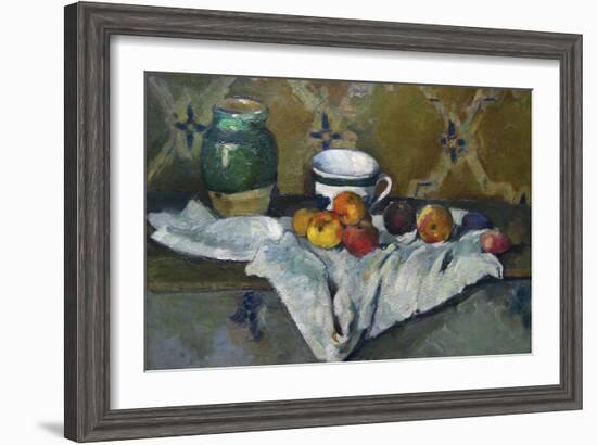 Still Life with Cup, Jar and Apples-Paul Cézanne-Framed Art Print