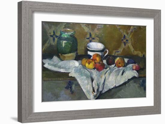 Still Life with Cup, Jar and Apples-Paul Cézanne-Framed Art Print