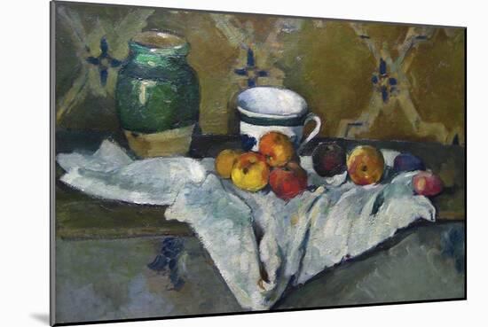Still Life with Cup, Jar and Apples-Paul Cézanne-Mounted Art Print