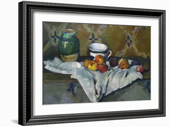 Still Life with Cup, Jar and Apples-Paul Cézanne-Framed Art Print