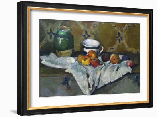 Still Life with Cup, Jar and Apples-Paul Cézanne-Framed Art Print