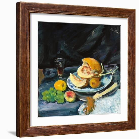 Still Life with Cut Melon, Glass and Fan, C. 1920-George Leslie Hunter-Framed Giclee Print