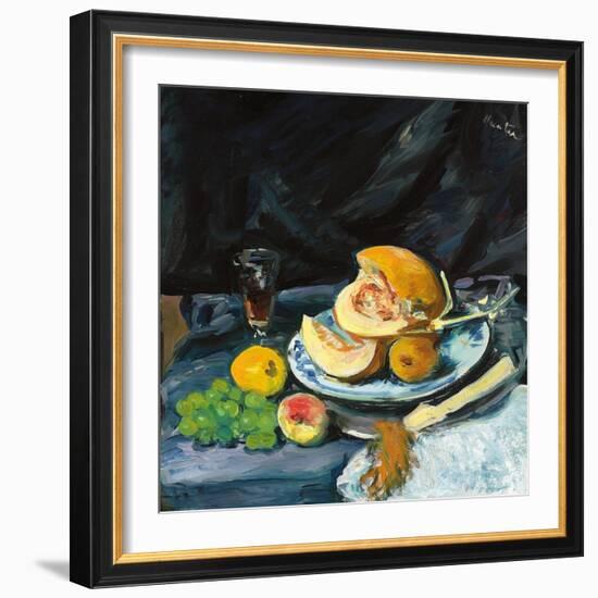 Still Life with Cut Melon, Glass and Fan, C. 1920-George Leslie Hunter-Framed Giclee Print