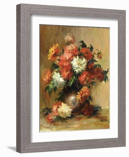 Still life with dahlias. Ca. 1886-90-Pierre-Auguste Renoir-Framed Giclee Print