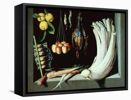 Still Life with Dead Birds, Fruit and Vegetables, 1602-Juan Sanchez Cotan-Framed Premier Image Canvas