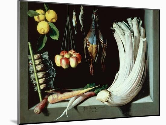 Still Life with Dead Birds, Fruit and Vegetables, 1602-Juan Sanchez Cotan-Mounted Giclee Print