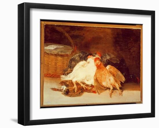 Still Life with Dead Chickens and a Wicker Basket-Francisco de Goya-Framed Giclee Print