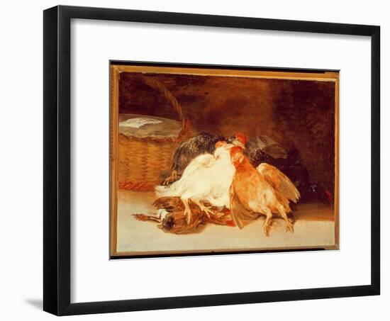 Still Life with Dead Chickens and a Wicker Basket-Francisco de Goya-Framed Giclee Print