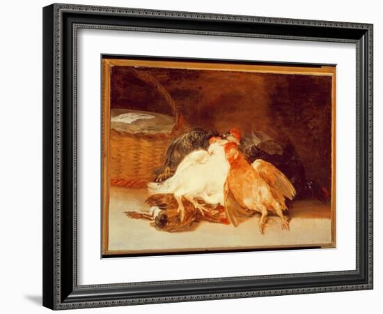 Still Life with Dead Chickens and a Wicker Basket-Francisco de Goya-Framed Giclee Print