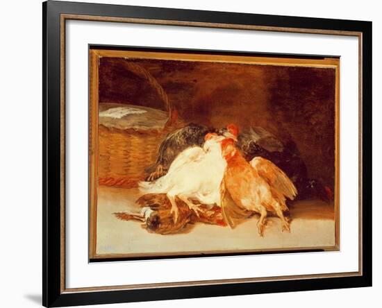 Still Life with Dead Chickens and a Wicker Basket-Francisco de Goya-Framed Giclee Print