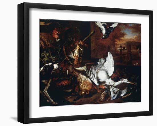 Still-Life with Dead Heron and Dog Barking at Bird-Dirk Valkenburg-Framed Giclee Print